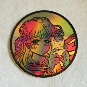 5/$25 Retro 90s 'Game Girl' Rainbow Holo Sticker